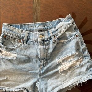 American Eagle Outfitters Distressed Light Blue Jean Shorts